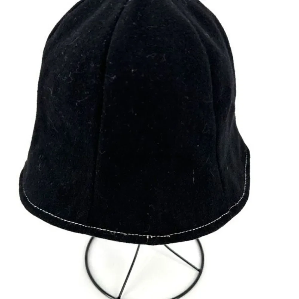 Vintage 40s-50s Wool Black winter Fedora Buckle bucket Hat classic classy style‎ - Picture 4 of 7